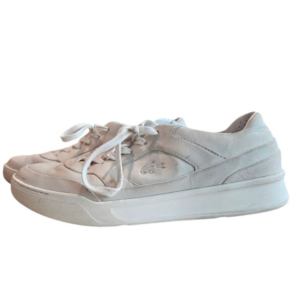 Lacoste Explorateur Classic Sneakers Men’s Size 8 White Suede Low Tops Minimal - Picture 1 of 14